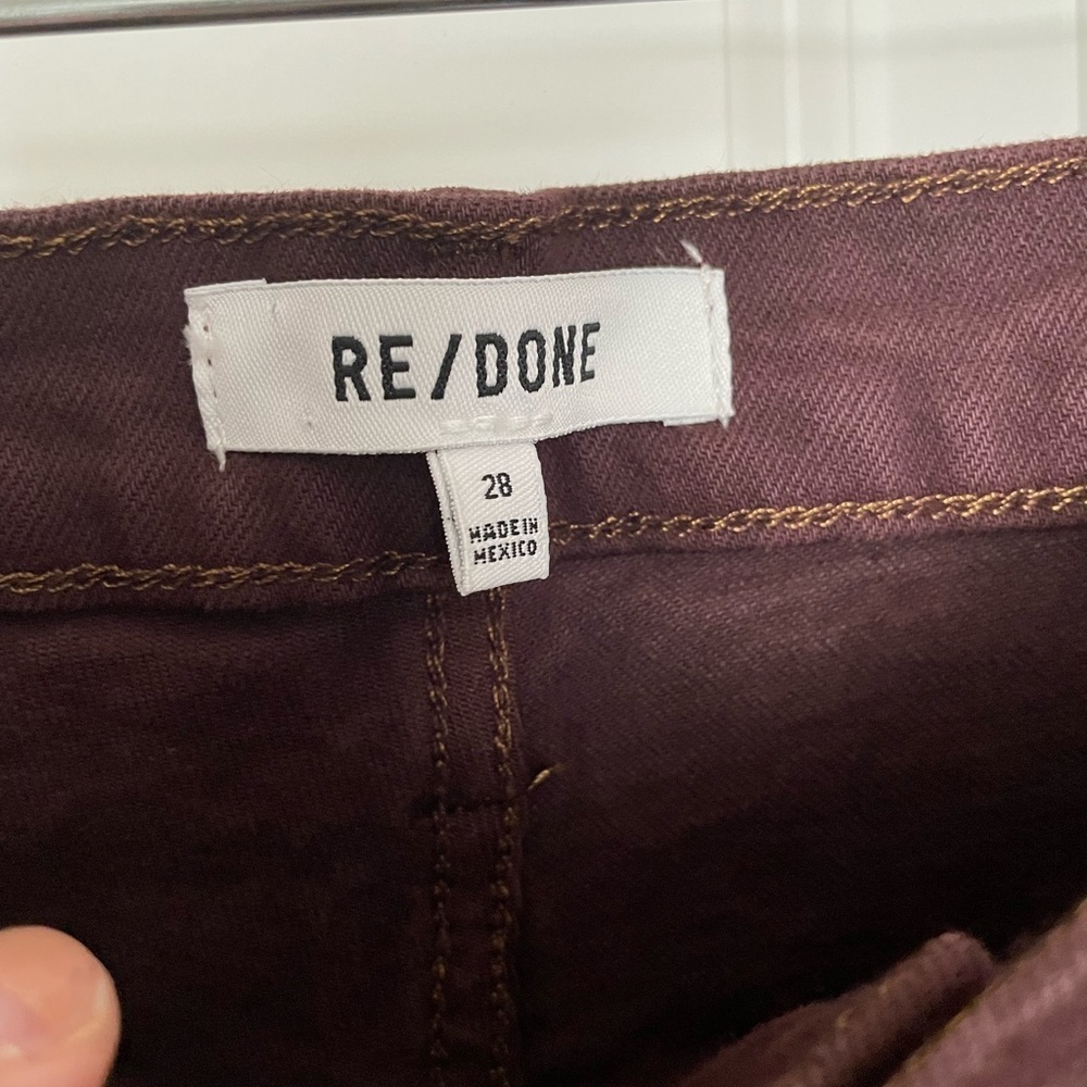 Re/Done 70s Ultra High Rise Stove Pipe Jeans Size 28 Washed Plum - Picture 5 of 13